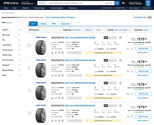 Redesigned product list page